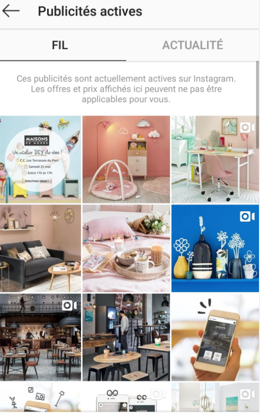 publicité actives instagram maisons du monde