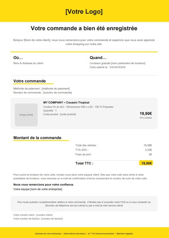email de confirmation de commande exemple Trusted Shops