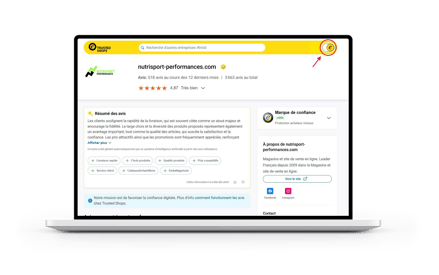 Exemple page profil entreprise de nutrisport avec trstd login