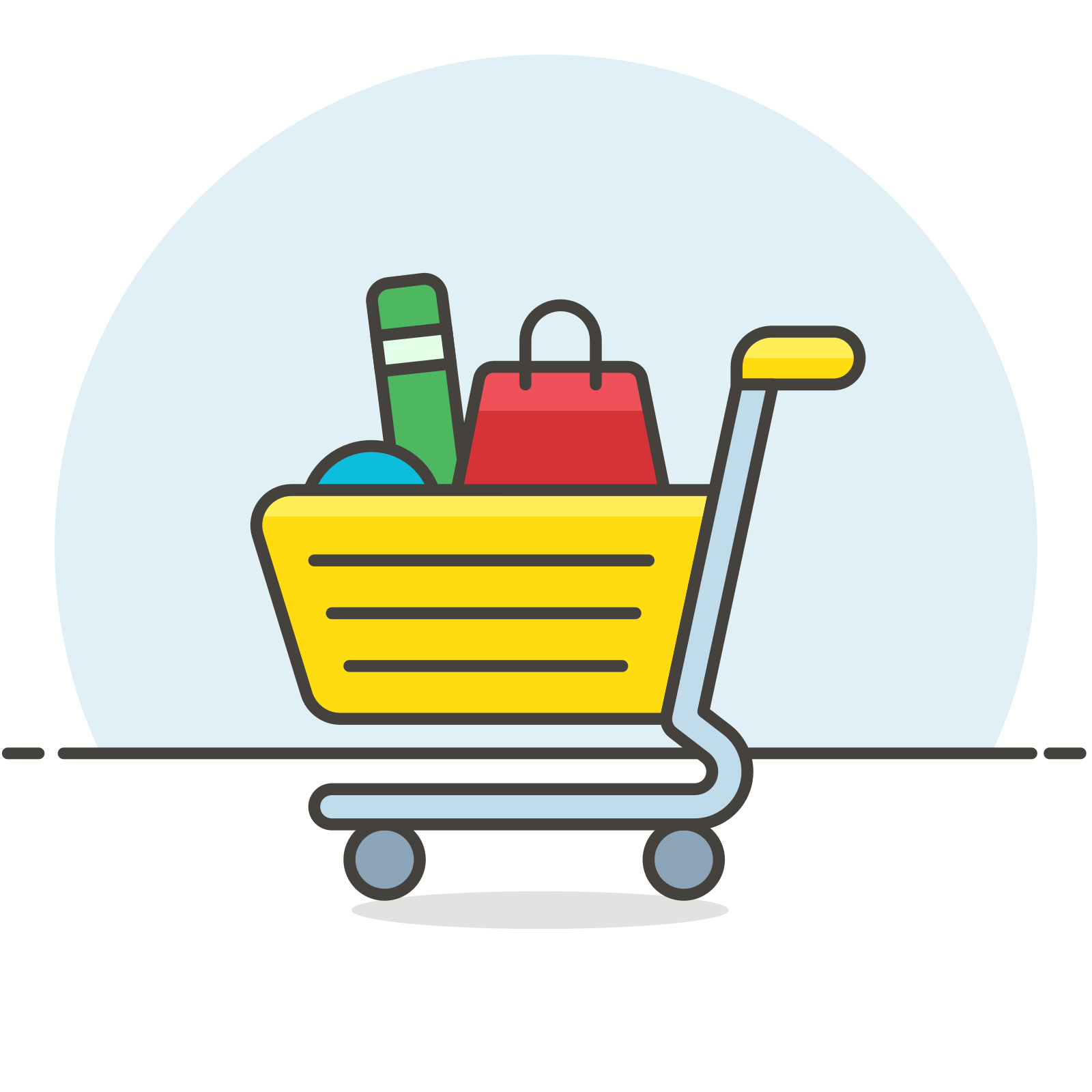 chariot de supermarché avec produits