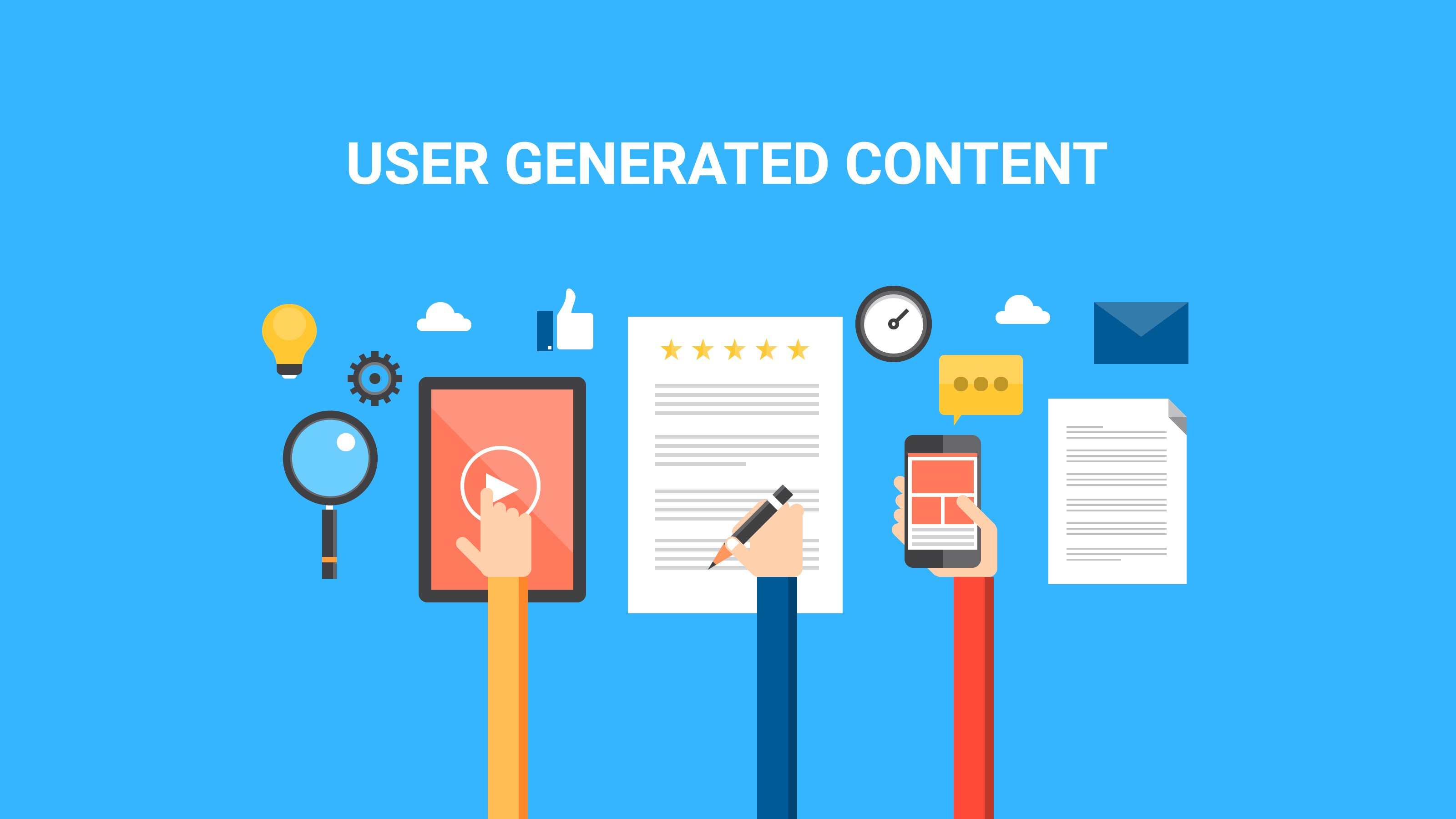 user generated content illustration sur fond bleu